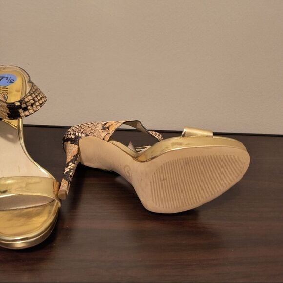 Michael Michael Kors Gold open toe Snakeskin Heels - Picture 6 of 7